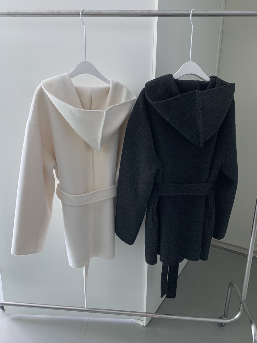 SHOP POSTER東大門㊣直郵女士新款休閑中長款大衣手工制作含腰帶披肩連帽SHOP_POSTER中長款大衣
