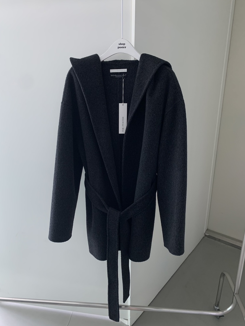 SHOP POSTER東大門㊣直郵女士新款休閑中長款大衣手工制作含腰帶披肩連帽SHOP_POSTER中長款大衣圖色2