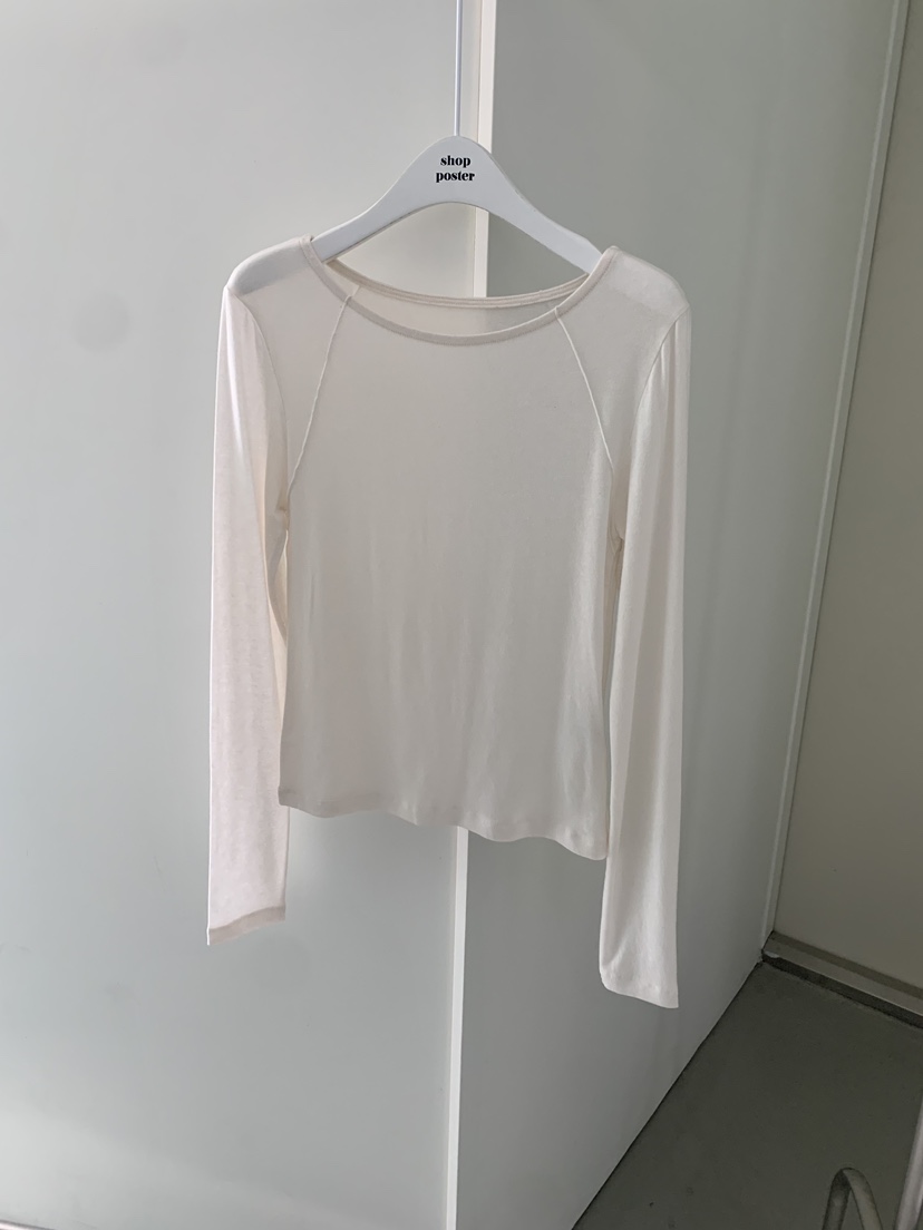 SHOP POSTER東大門㊣代購女裝新款職業25秋冬長袖T恤美利奴羊毛SHOP_POSTER長袖T恤