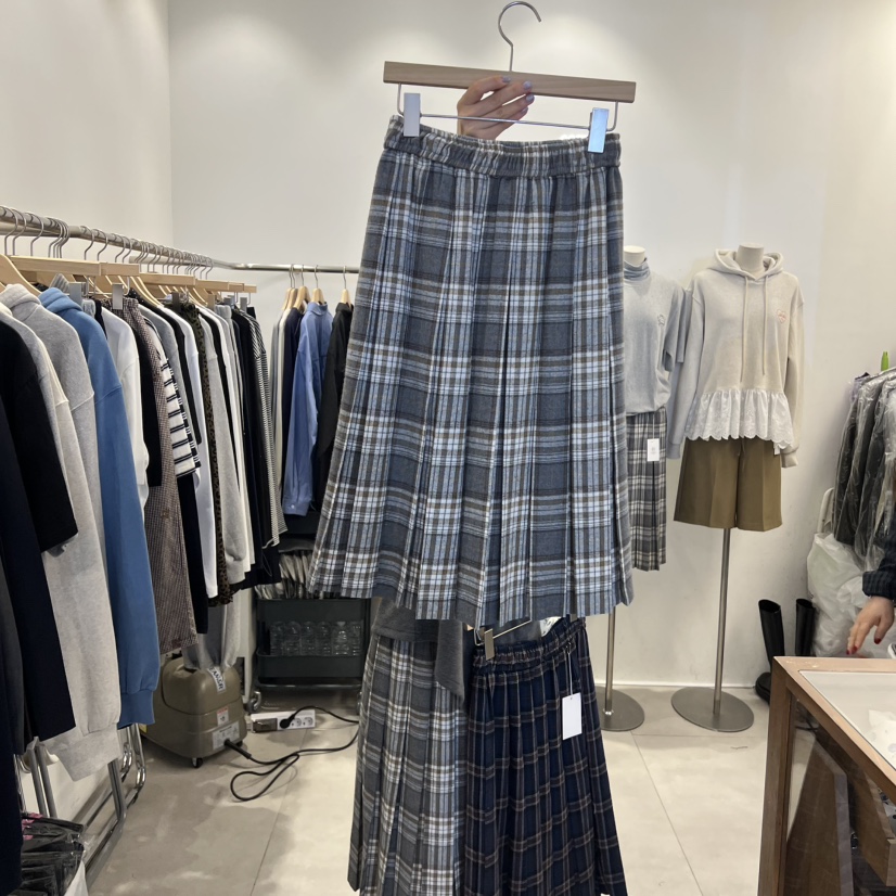 TAN&COMO韓國代購㊣女裝新品時尚真品半身裙中短裙格紋tan-COMO半身裙/中短裙