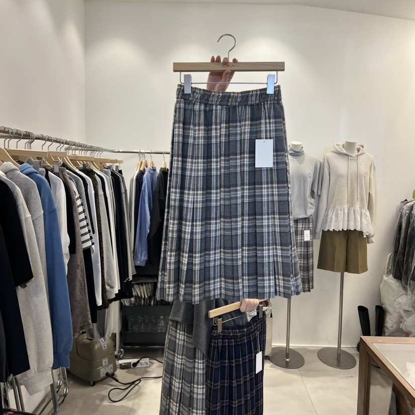 TAN&COMO韓國代購㊣女裝新品時尚真品半身裙中短裙格紋tan-COMO半身裙/中短裙