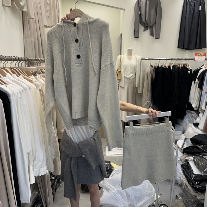 THE LOW韓國代購㊣女士新品職業真品推薦套裝兩件套套裝連帽THE LOW套裝
