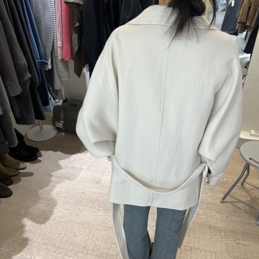 W AND J東大門㊣直郵女裝新品人氣時尚職業短款大衣含腰帶W AND J短款大衣