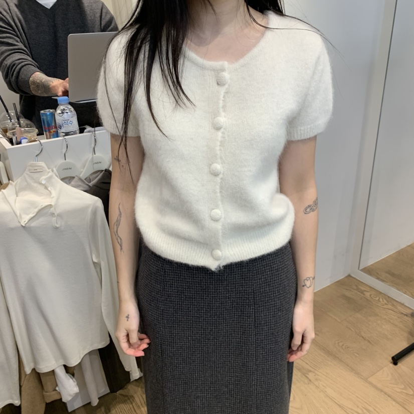 JINSIM韓國直郵㊣女士新品時尚職業熱賣推薦真品針織衫紐扣JINSIM針織衫圖色3