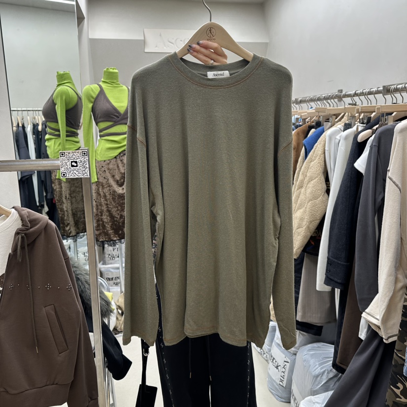 ASCEND韓國代購㊣女士新品25秋冬推薦人氣時尚真品熱賣長袖T恤ASCEND長袖T恤圖色2