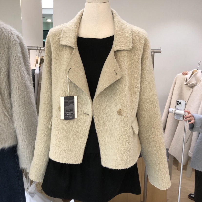 FOREST韓國直郵㊣女裝新品休閑真品人氣25秋冬夾克手工制作羊駝FOREST夾克圖色1