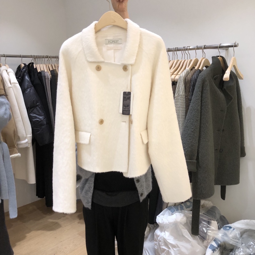 FOREST韓國直郵㊣女裝新品休閑真品人氣25秋冬夾克手工制作羊駝FOREST夾克圖色2