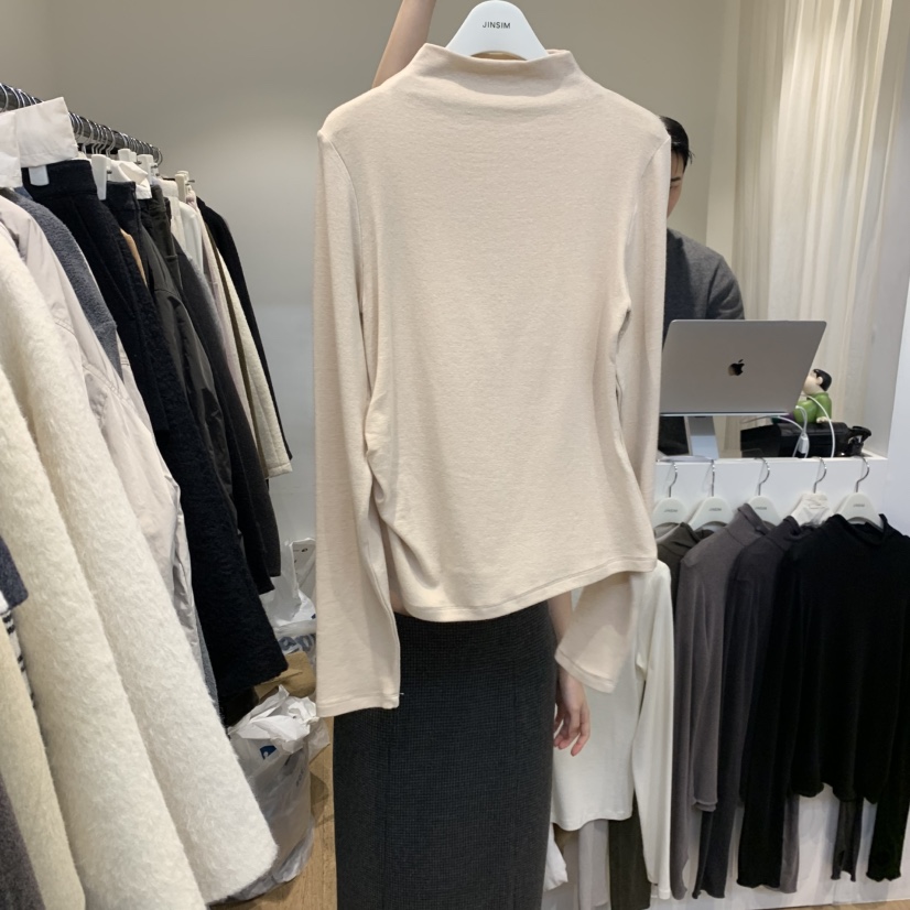 JINSIM東大門㊣實拍女裝新品真品熱賣職業25秋冬長袖T恤褶皺JINSIM長袖T恤圖色3