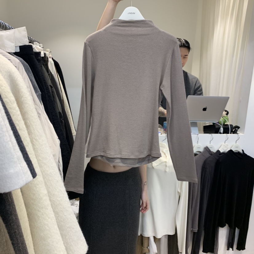 JINSIM東大門㊣實拍女裝新品真品熱賣職業25秋冬長袖T恤褶皺JINSIM長袖T恤圖色4