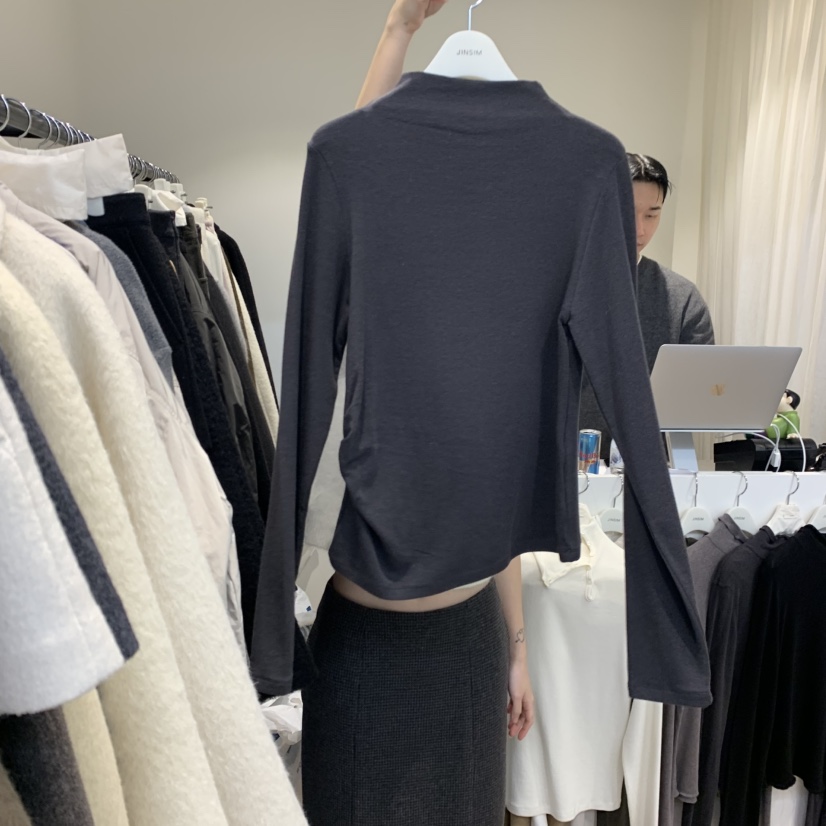 JINSIM東大門㊣實拍女裝新品真品熱賣職業25秋冬長袖T恤褶皺JINSIM長袖T恤圖色5