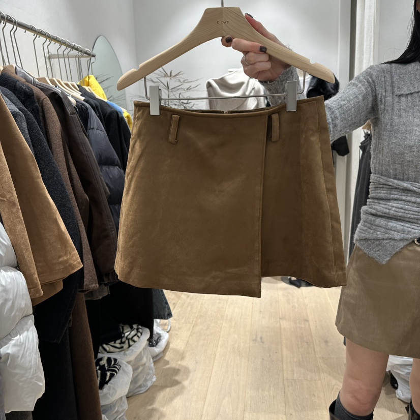DDAY東大門㊣代購女士新品人氣25秋冬熱賣推薦休閑裙褲絨面革DDAY裙褲圖色2