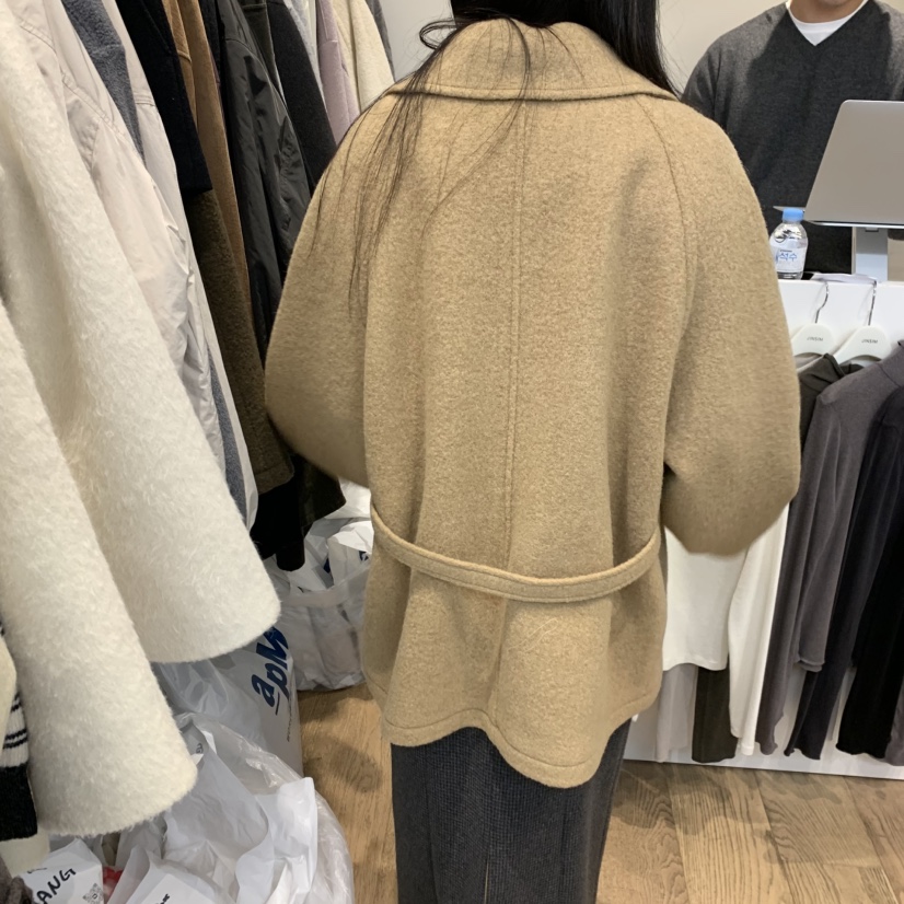 JINSIM東大門㊣直郵女士新品25秋冬真品休閑短款大衣含腰帶JINSIM短款大衣