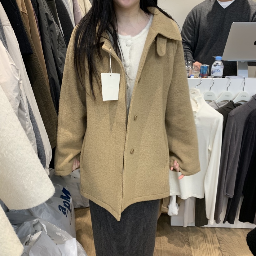 JINSIM東大門㊣直郵女士新品25秋冬真品休閑短款大衣含腰帶JINSIM短款大衣