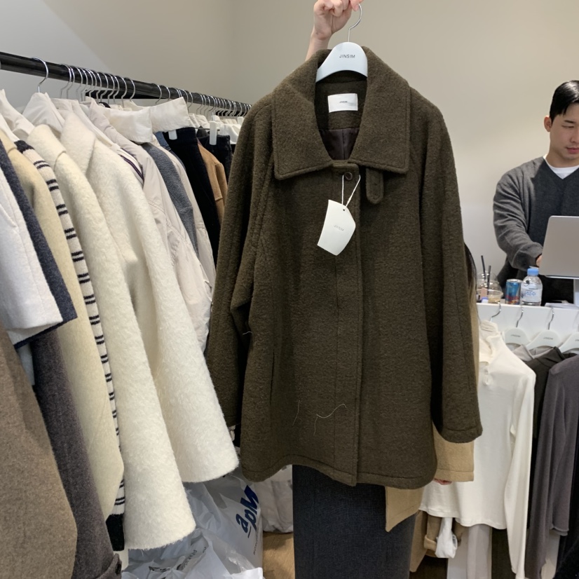 JINSIM東大門㊣直郵女士新品25秋冬真品休閑短款大衣含腰帶JINSIM短款大衣圖色2