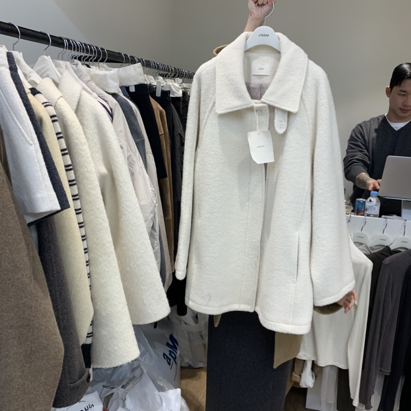 JINSIM東大門㊣直郵女士新品25秋冬真品休閑短款大衣含腰帶JINSIM短款大衣圖色3