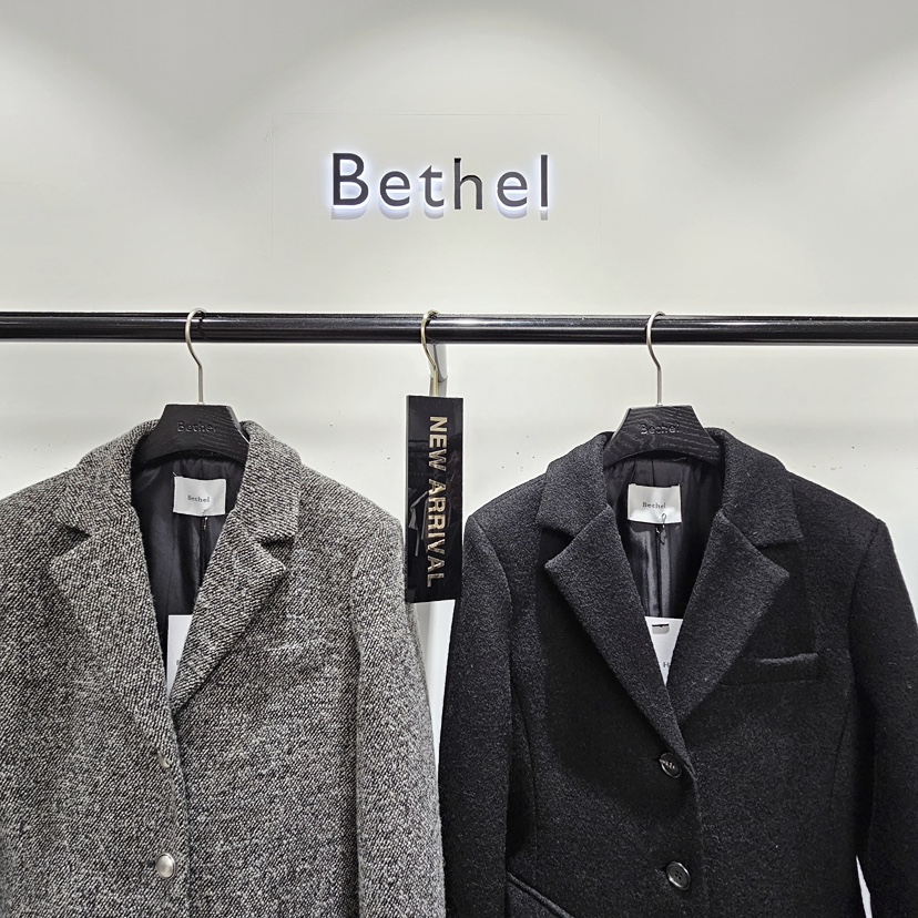BETHEL東大門㊣代購女裝新品休閑人氣真品推薦時尚中長款大衣BETHEL中長款大衣