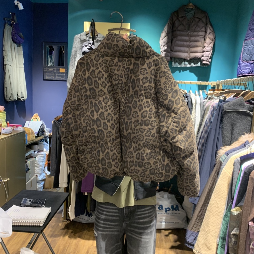 MERCI LINDA韓國直郵㊣女裝新品時尚休閑短款羽絨服豹紋絨MERCI LINDA短款羽絨服