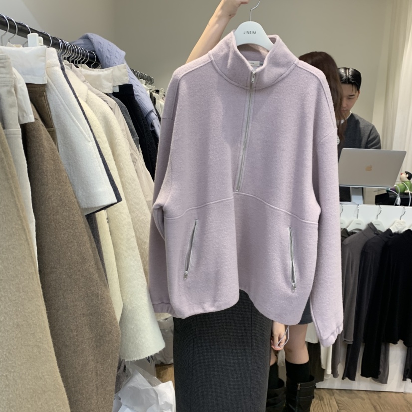 JINSIM東大門㊣直郵女裝新品職業人氣25秋冬衛衣連帽衫拉鏈JINSIM衛衣圖色2