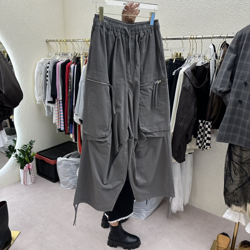 DRAWING韓國直郵㊣女士新品職業熱賣推薦時尚真品休閑褲口袋DRAWING休閑褲圖色3