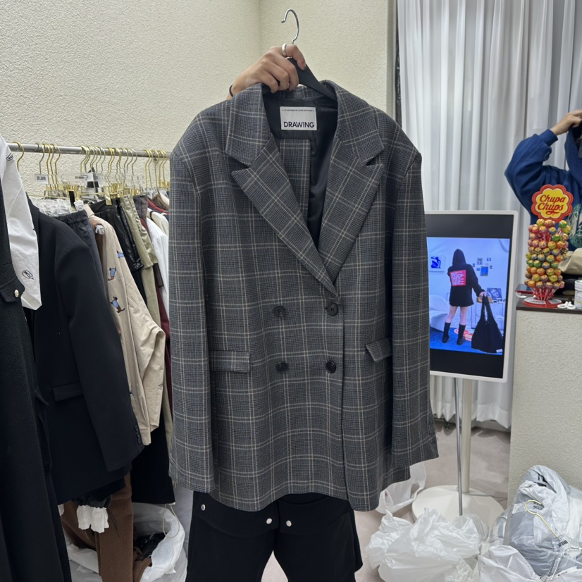 DRAWING東大門㊣代購女裝新品職業推薦真品人氣休閑夾克雙層DRAWING夾克圖色1