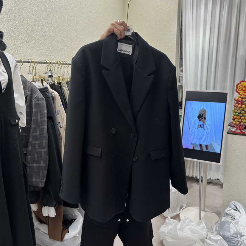 DRAWING東大門㊣代購女裝新品職業推薦真品人氣休閑夾克雙層DRAWING夾克圖色2