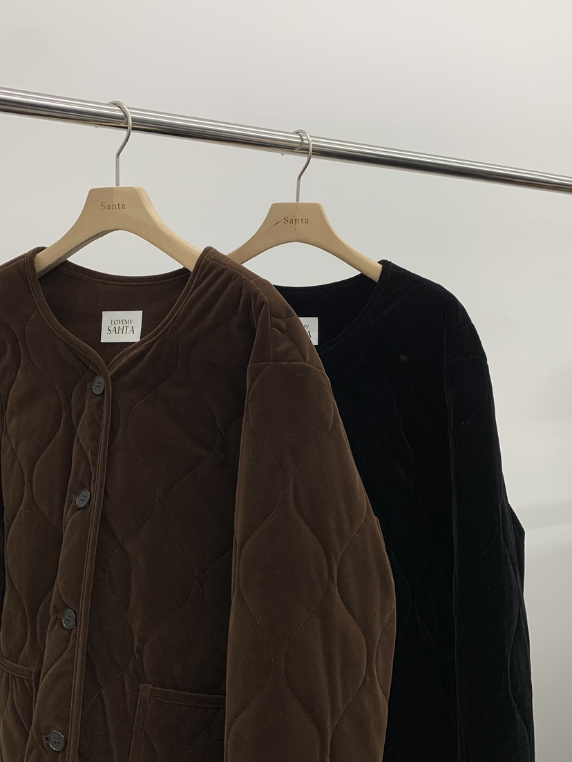 LOVE MY SANTA東大門㊣直郵女裝新品時尚25秋冬夾克天鵝絨絎縫Santa/LOVE MY SANTA夾克