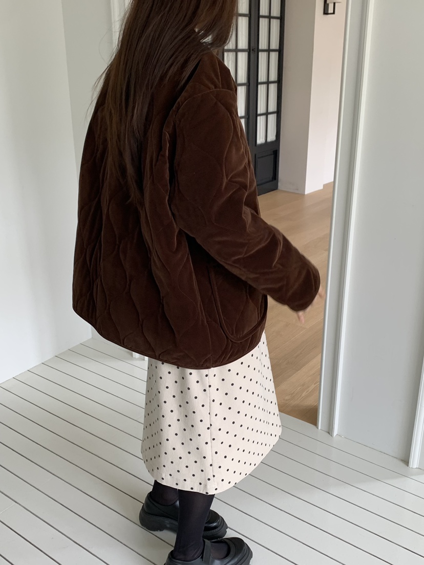 LOVE MY SANTA東大門㊣直郵女裝新品時尚25秋冬夾克天鵝絨絎縫Santa/LOVE MY SANTA夾克