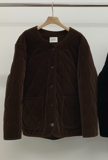 LOVE MY SANTA東大門㊣直郵女裝新品時尚25秋冬夾克天鵝絨絎縫Santa/LOVE MY SANTA夾克