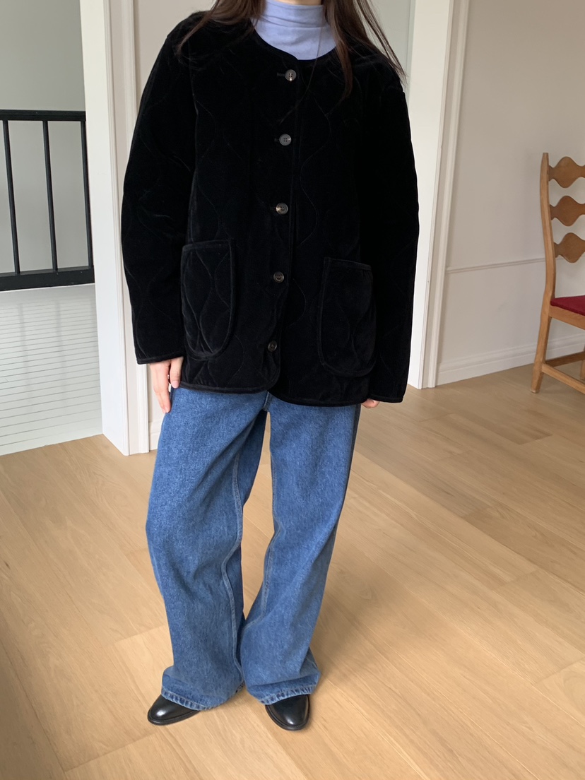 LOVE MY SANTA東大門㊣直郵女裝新品時尚25秋冬夾克天鵝絨絎縫Santa/LOVE MY SANTA夾克圖色2
