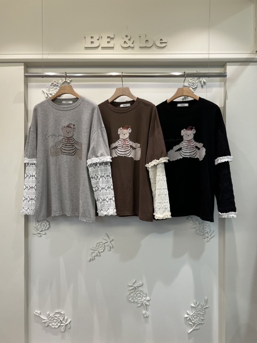 BE&BE韓國直郵㊣女裝新品休閑時尚真品人氣推薦長袖T恤BE&be長袖T恤