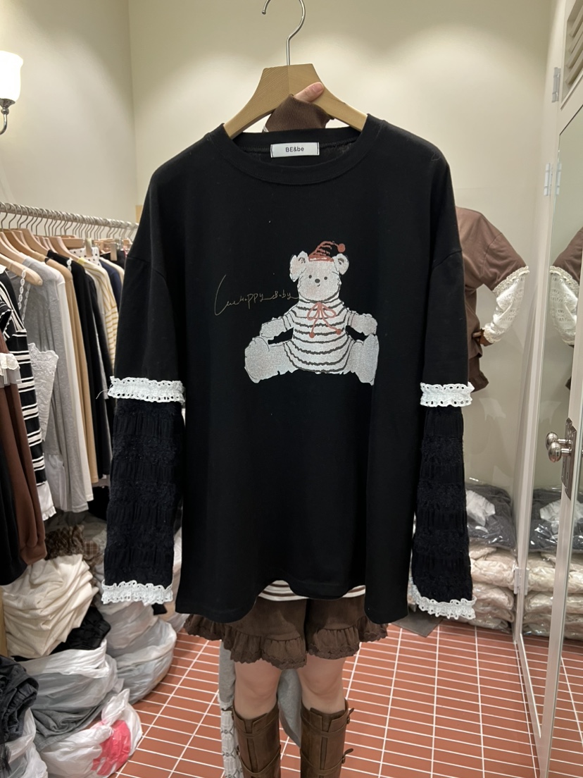 BE&BE韓國直郵㊣女裝新品休閑時尚真品人氣推薦長袖T恤BE&be長袖T恤圖色2