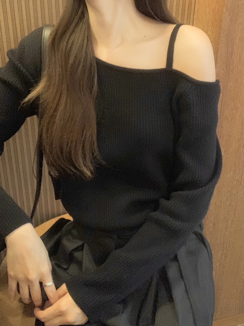 LEGACY韓國代購㊣女裝新款人氣熱賣休閑職業真品針織衫露肩LEGACY針織衫