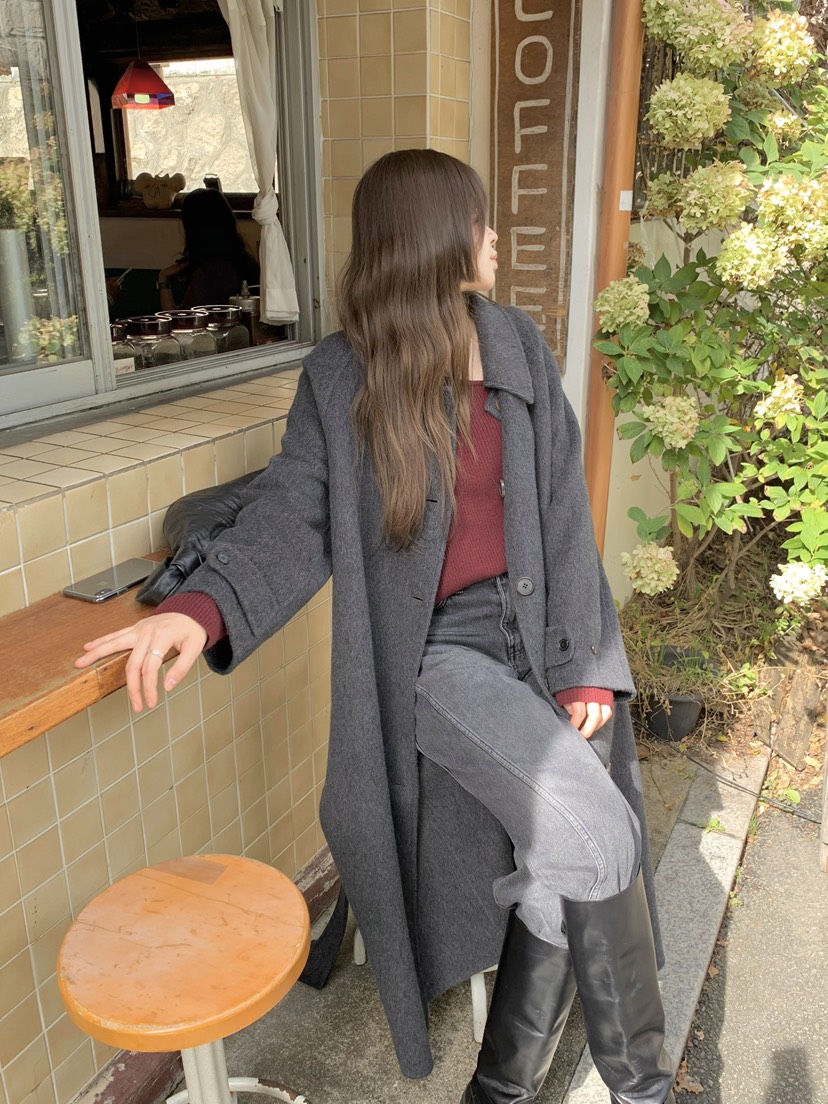 LEGACY東大門㊣代購女裝新品25秋冬休閑中長款大衣含腰帶超長LEGACY中長款大衣