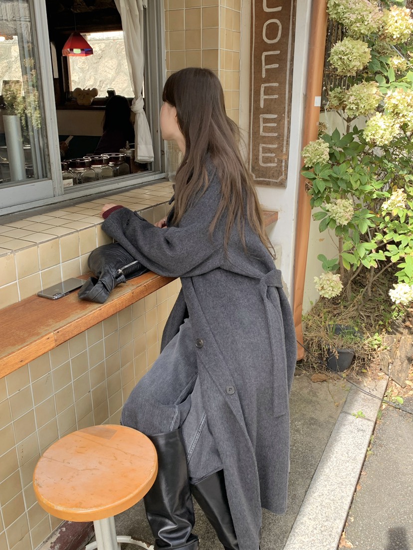 LEGACY東大門㊣代購女裝新品25秋冬休閑中長款大衣含腰帶超長LEGACY中長款大衣