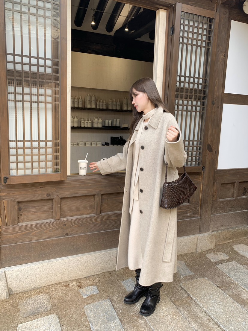 LEGACY東大門㊣代購女裝新品25秋冬休閑中長款大衣含腰帶超長LEGACY中長款大衣