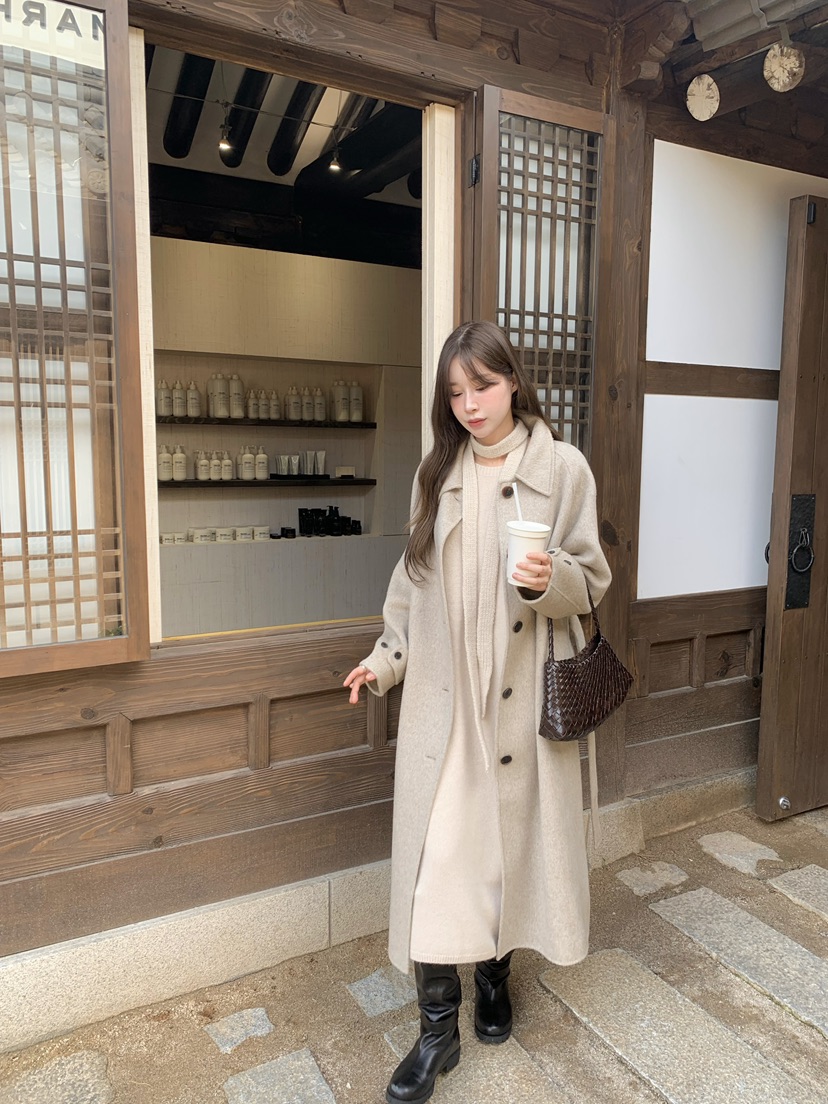 LEGACY東大門㊣代購女裝新品25秋冬休閑中長款大衣含腰帶超長LEGACY中長款大衣