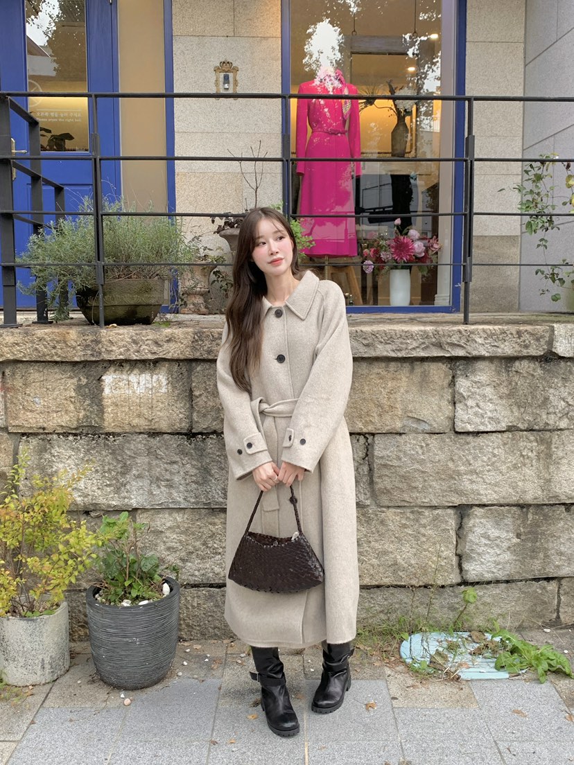 LEGACY東大門㊣代購女裝新品25秋冬休閑中長款大衣含腰帶超長LEGACY中長款大衣