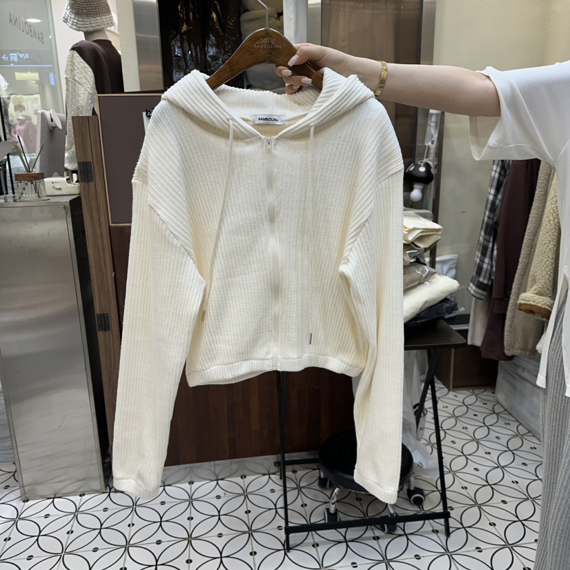 BAMBOLINA韓國代購㊣女裝新品25秋冬人氣休閑熱賣針織衫拉鏈BAMBOLINA針織衫