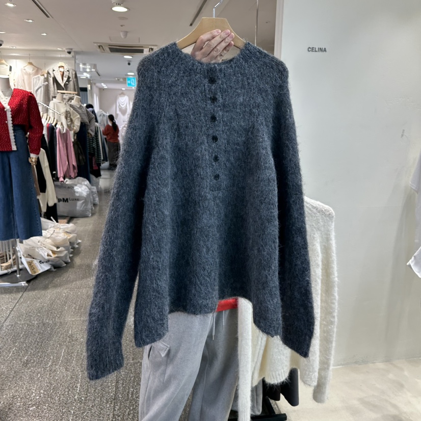 CELINA東大門㊣代購女士新品職業時尚休閑25秋冬毛衣羊毛紐扣CELI_NA毛衣圖色2