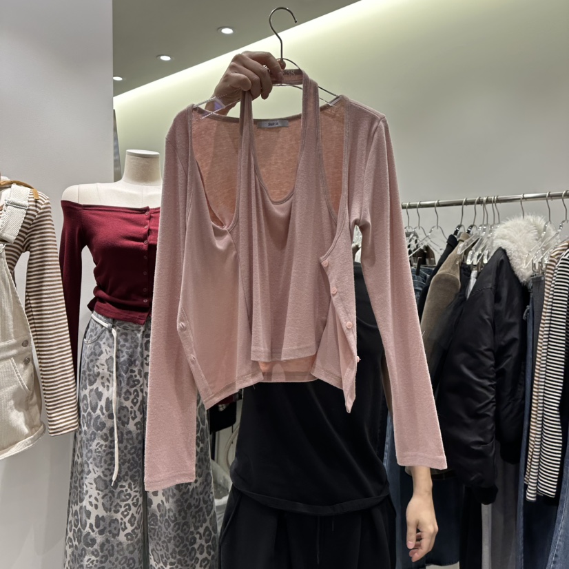 BAIE.38東大門㊣直郵女士新品時尚職業套裝掛脖開衫兩件套BAIE.38套裝圖色2