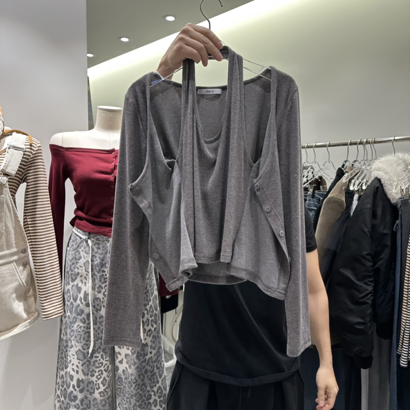 BAIE.38東大門㊣直郵女士新品時尚職業套裝掛脖開衫兩件套BAIE.38套裝圖色3
