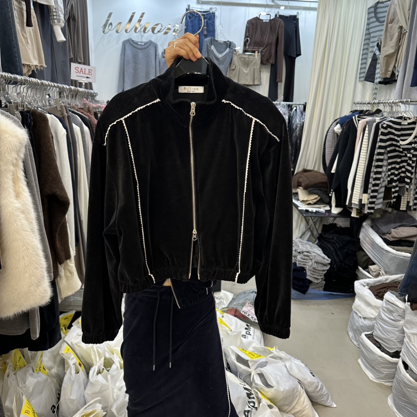 BILLION-L韓國代購㊣女裝新品職業時尚人氣休閑真品衛衣拉鏈BILLION-L衛衣圖色2黑色
