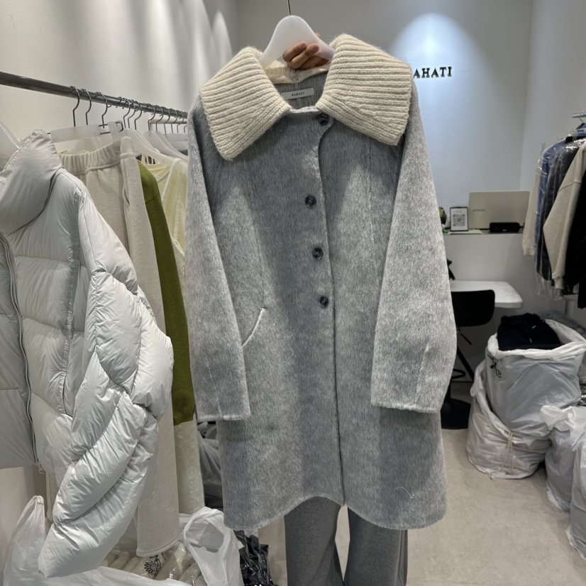 BAHATI韓國直郵㊣女裝新品休閑人氣職業時尚中長款大衣羊毛BAHATI中長款大衣圖色2