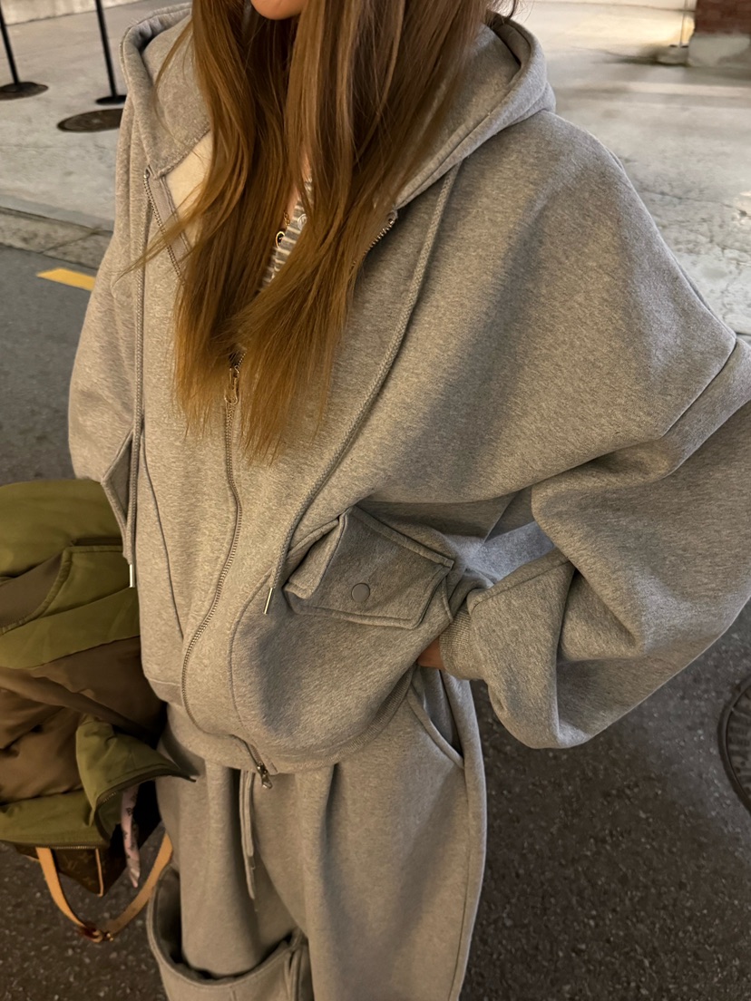 ZEROZERO韓國直郵㊣女裝新款職業推薦夾克口袋羊毛拉鏈連帽ZEROZERO夾克