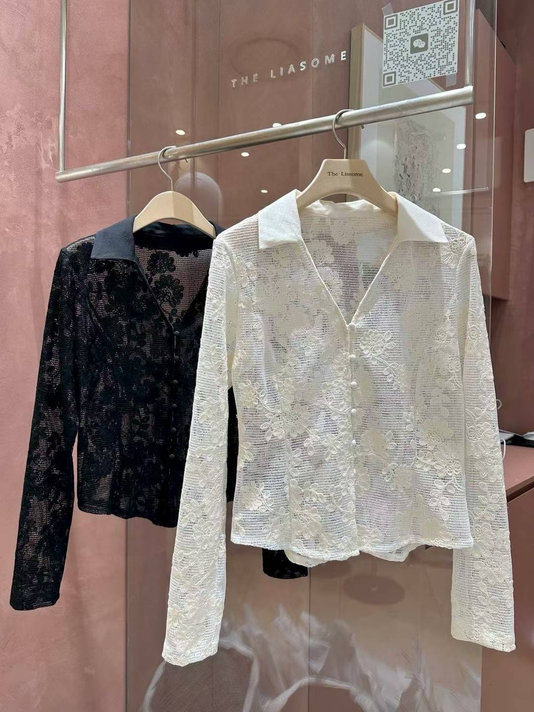 THE LIASOME韓國代購㊣女裝新款時尚休閑熱賣25秋冬襯衫蕾絲衫THE LIASOME襯衫/蕾絲衫