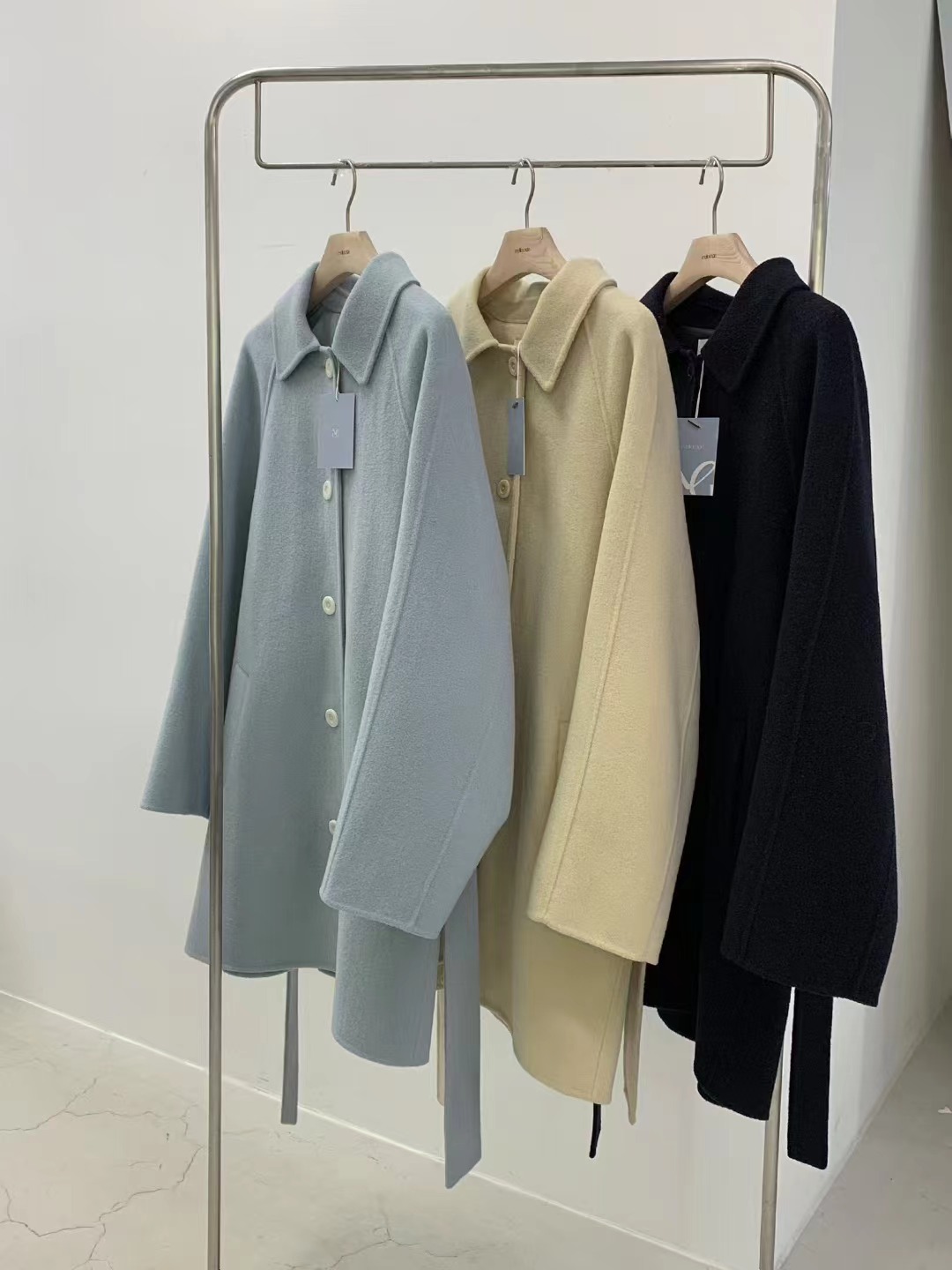 MELLOUNGE-멜라운지-T東大門㊣直郵女裝新品25秋冬中長款大衣手工制作含腰帶羊毛MELLOUNGE-T中長款大衣