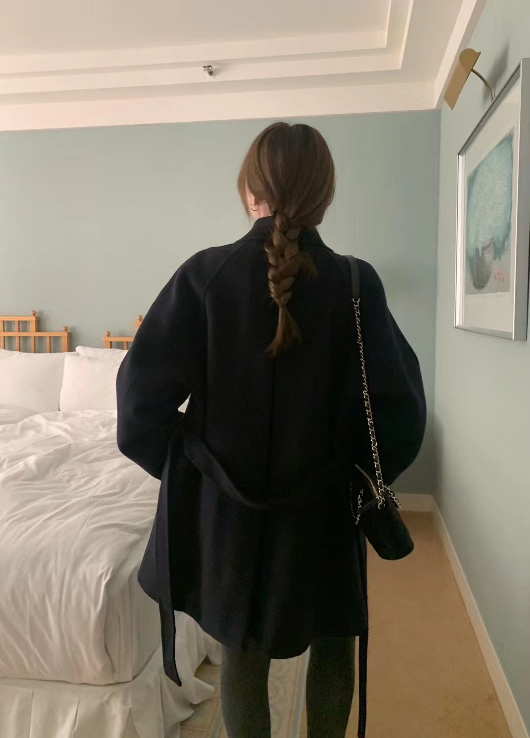 MELLOUNGE-멜라운지-T東大門㊣直郵女裝新品25秋冬中長款大衣手工制作含腰帶羊毛MELLOUNGE-T中長款大衣