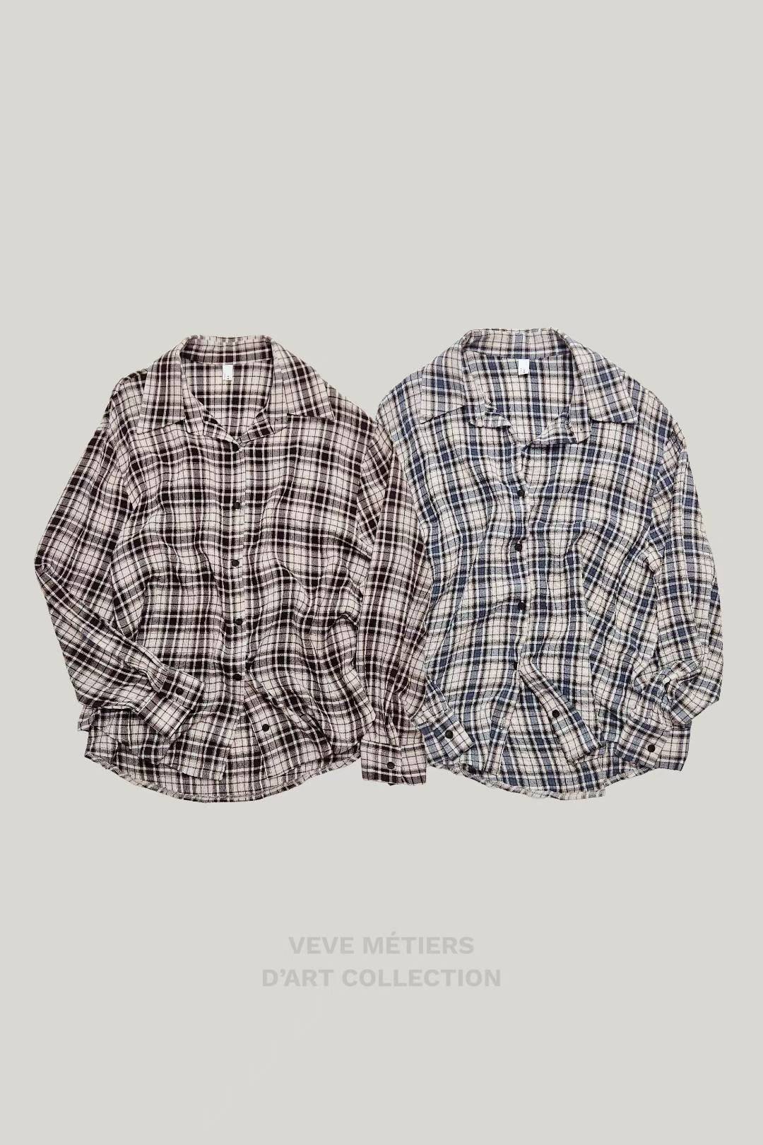 VEVE韓國直郵㊣女士新品25秋冬時尚休閑職業襯衫蕾絲衫格紋VEVE襯衫/蕾絲衫