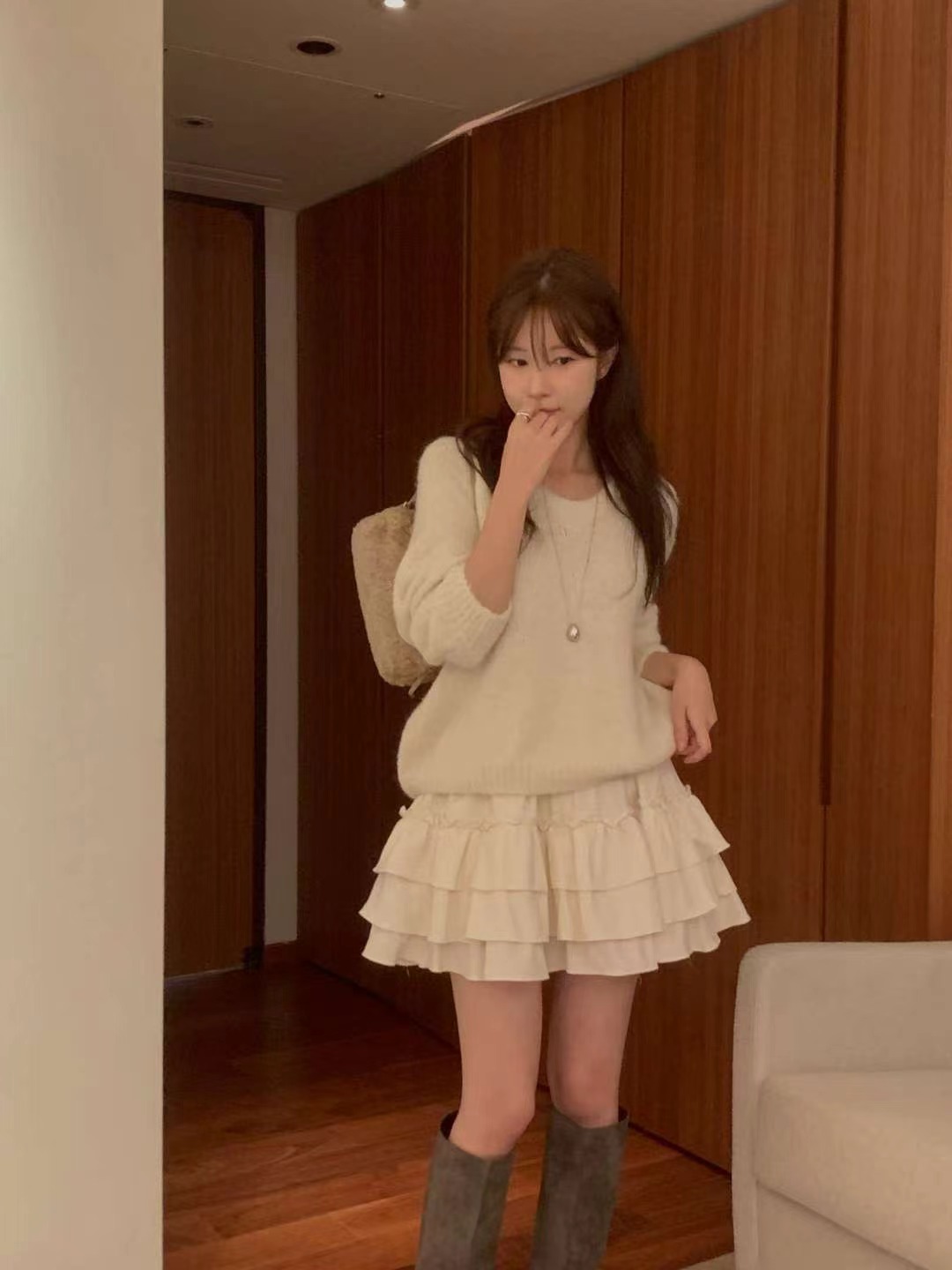 MIELLE-미엘르-OT韓國直郵㊣女裝新品真品推薦人氣時尚短裙MIELLE-미엘르-OT短裙