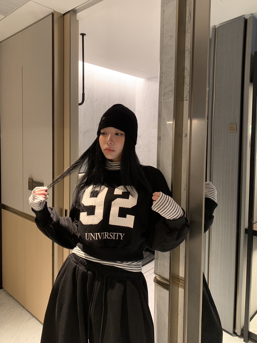 BADCALM韓國直郵㊣女士新款真品推薦熱賣休閑25秋冬職業衛衣BADCALM衛衣